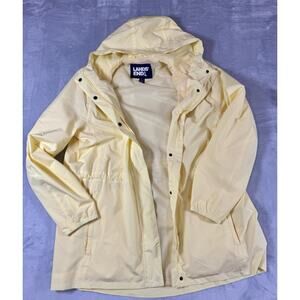 Lands’ End Women’s L Yellow Rain Jacket Hooded Lightweight Mesh Lined 14-16